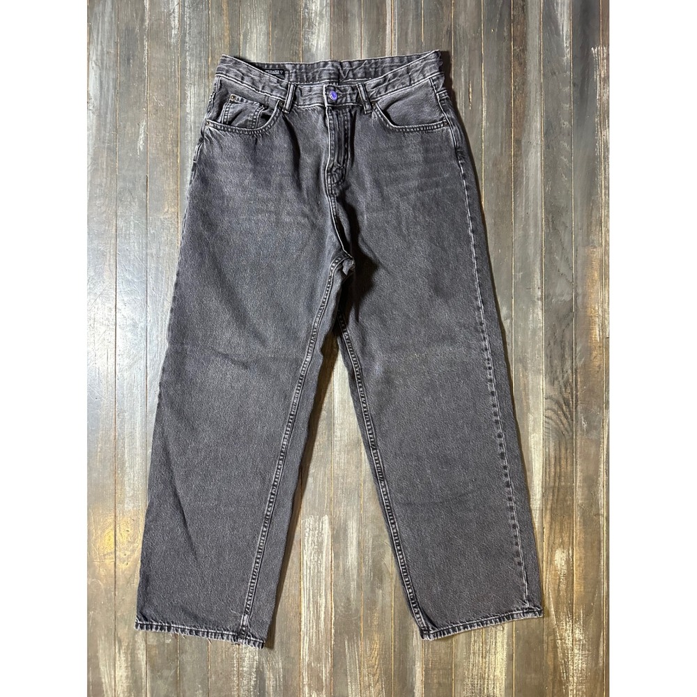 Zara Washed Black High Waisted Baggy Jeans Faded Charcoal Denim